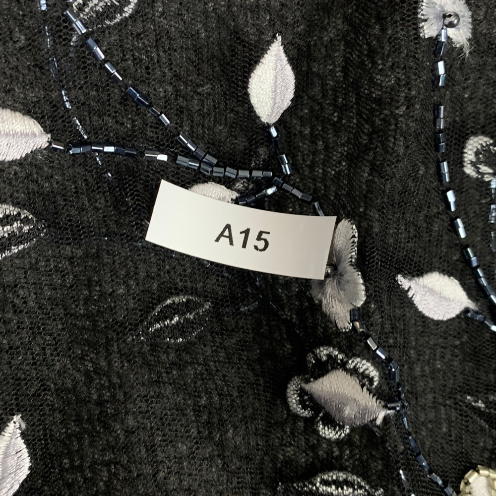 La Femme Black Floral Beaded Maxi Dress - Picture 13 of 13